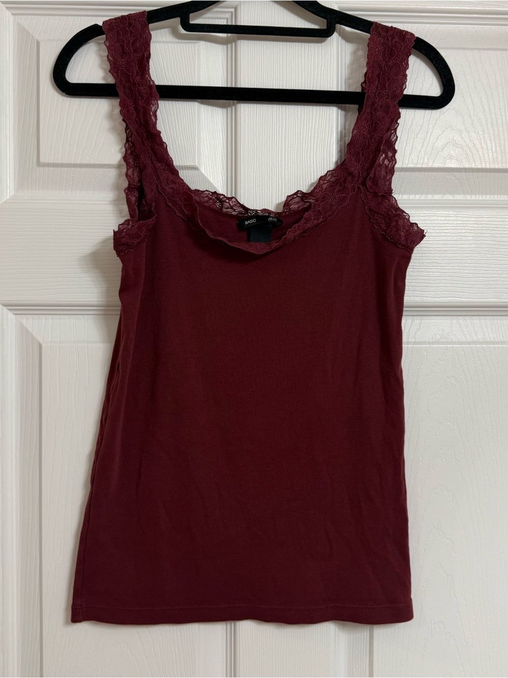 H&M Lace-Trim Camisole in Burgundy